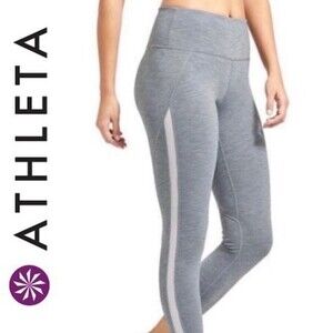 ATHLETA Gray High Rise Mesh Chaturanga 7/8 Leggings Tights Pants Style 591346 S